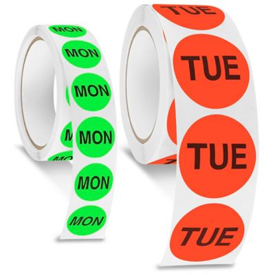 Day of the Week Labels, Days of the Week Stickers in Stock - ULINE