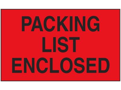 Enclosed. Packing list Label. Enclose.
