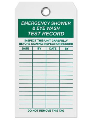 Étiquettes d'inspection de douche oculaire