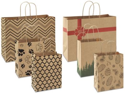 Printed Kraft Paper Shopping Bags in Stock - ULINE