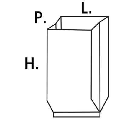 Hauteur, largeur et profondeur d'un sac à soufflets en polyéthylène