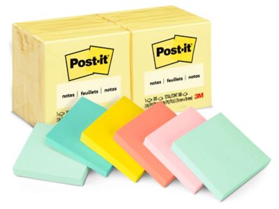 Post-it® Recycled Notes 654-1RPT, Pastel, 3 in x 3 in (76.2 mm x