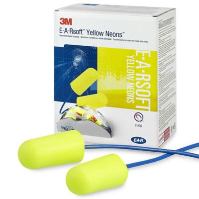 3M Tapones para los oídos EA-RSOFT BLASTS con cable, espuma, amarillo neón,  200 pares/caja