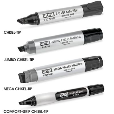 3 LARGE 1/2 Chisel Tip black Pallet Permanent markers ULINE $12.50 -  PicClick