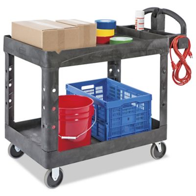 Uline Flat Shelf Utility Cart with Pneumatic Wheels - 44 x 25 x 37 H-4146  - Uline