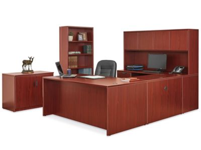 Classic – Bureau en L – 72 x 84 po, acajou H-6854 - Uline