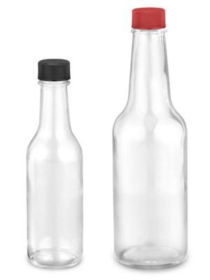 Glass Bottles, 5 oz Clear Glass Hot Sauce Woozy Bottles with Lids