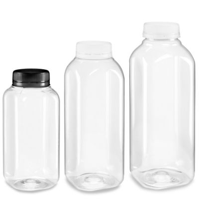 Clear Plastic Juice Bottles - 12 oz, White Cap - ULINE - Case of 36 - S-21726W