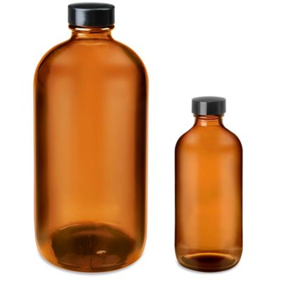 Botellas Redondas Boston de Vidrio Transparente - 4 oz S-17985 - Uline