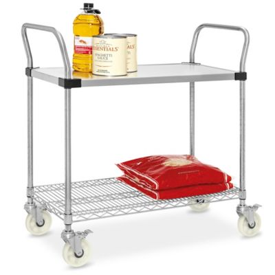 Solid Top Stainless Steel Wire Cart - 39 x 24 x 41