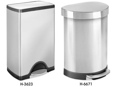 simplehuman® Slim Step-On Trash Can - 12 Gallon, Stainless Steel H-9187SIL  - Uline