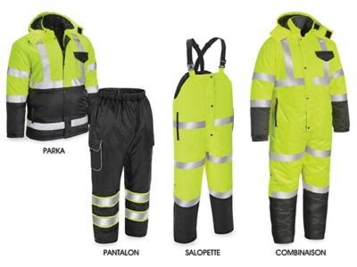 Hi Vis Winter Work Clothing Fluorescent Reflective Workwear Uniforms  detachable lining water proof cold storage worker Coveralls