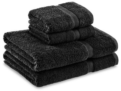 Toallas negras. Toallas de lavabo, toallas de manos, toallas de baño.