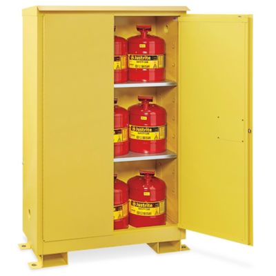 Wall-Mount Flammable Storage Cabinet - Manual Doors, Red, 20 Gallon  H-4176M-R - Uline