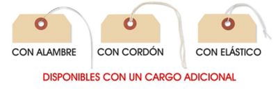 Etiquetas para Envíos con Alambre, con Cordón, y con Elástico