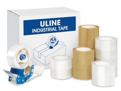 ULINE 2-Inch Tape Combo, Hand-Held Industrial Side Loading Tape Dispenser with 2 x 55yds Packing Tape Roll, H-157 Plus 2 Rolls of Clear S-14564 Tape