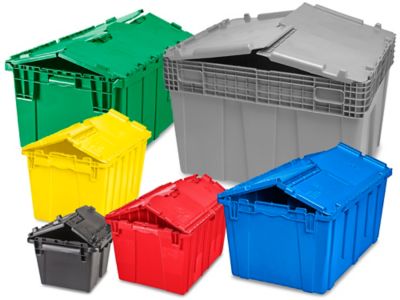 Akro-Mils Attached Lid Containers, Flip Totes