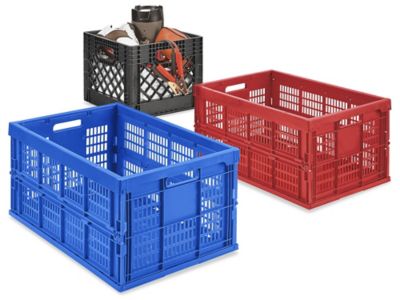 Rigid Milk Crates - 12 x 12 x 10 1/2, Blue S-16317BLU - Uline