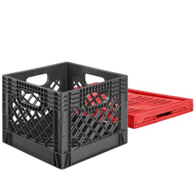 Rigid Milk Crates - 12 x 12 x 10 1/2, Red S-16317R - Uline