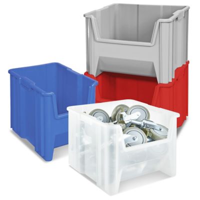 Giant Plastic Stackable Bins - 17 1/2 x 16 1/2 x 12 1/2, Red S-12551R -  Uline