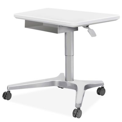 AIZ Escritorio Móvil De Pie, Escritorio Ajustable Para Computadora Con Ruedas Rodantes, Estación De Trabajo De Computadora De Doble Capa Para Oficina En Casa Con Puertos USB Y Tomas, Mesa Portátil