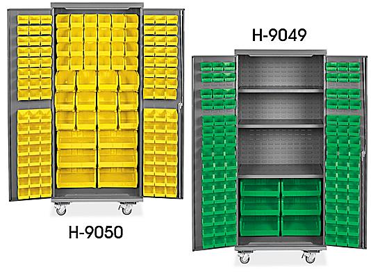 Mobile Bin Storage Cabinets In Stock, Uline Storage Bins On Wheels