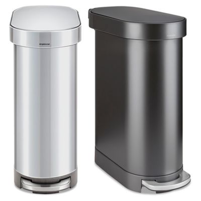 simplehuman® Slim Step-On Trash Can - 12 Gallon, Matte Black Steel H-10721  - Uline