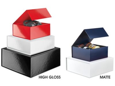 Magnetic Gift Boxes - Matte, 8 x 8 x 3 1/8, Black - ULINE - Carton of 10 - S-24511BL