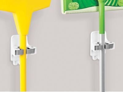 Command hooks for discount brooms and mops