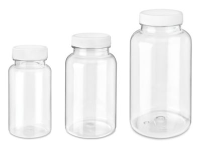 Clear PET Plastic Bottles - Wide Mouth Round Packers