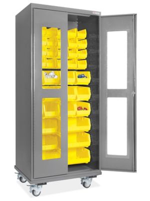 Mobile Clear-View Bin Cabinets in Stock - ULINE