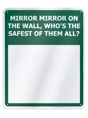 Miroir avec message de sécurité