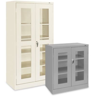 Industrial Clear-View Cabinet - 36 x 24 x 72, Unassembled, Black H-3109BL  - Uline