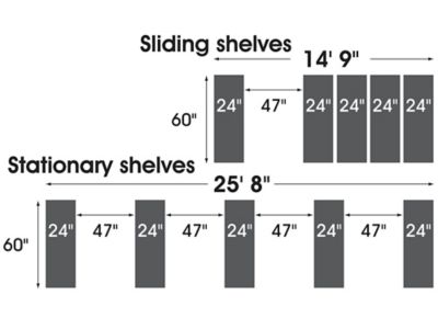 Sliding Storage Shelves - 48 x 138 x 74 H-2903 - Uline