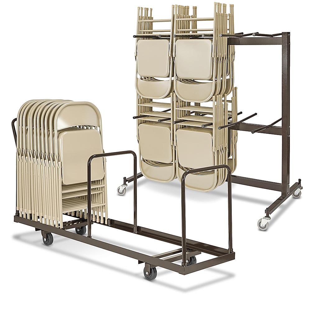 Two-Tier Folding Chair Rack 50 Chairs Capacity Folding Chair Cart Storage Rack 