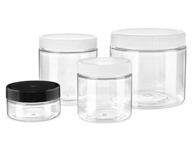 Food Jars, 16 oz Clear PET Plastic Jars (Bulk), Caps NOT Included