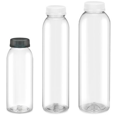 Bouteilles rondes pour jus en plastique – Transparent