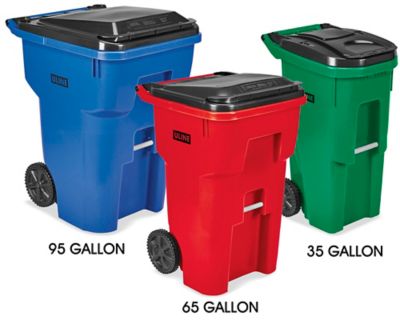 Rubbermaid® Trash Can with Wheels - 65 Gallon H-1578 - Uline