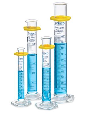 Bouteilles cylindriques graduées en verre