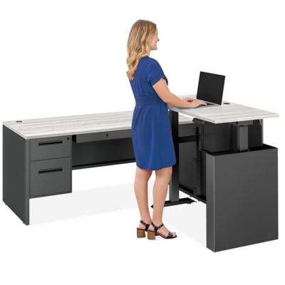 Industrial L-Desk with Adjustable Height Return