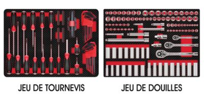 Jeux d'outils dans un rangement en mousse