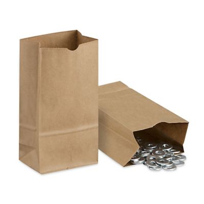 Paper Grocery Bags - 12 x 7 x 17, 1/6 Barrel, Flat Handle, Kraft - ULINE - 2 Bundles of 300 - S-18692