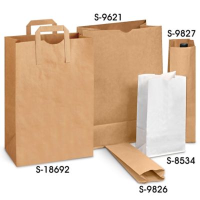 Kraft Paper Grocery Bags, #10 - 6 5/16 x 4 1/8 x 13 3/8