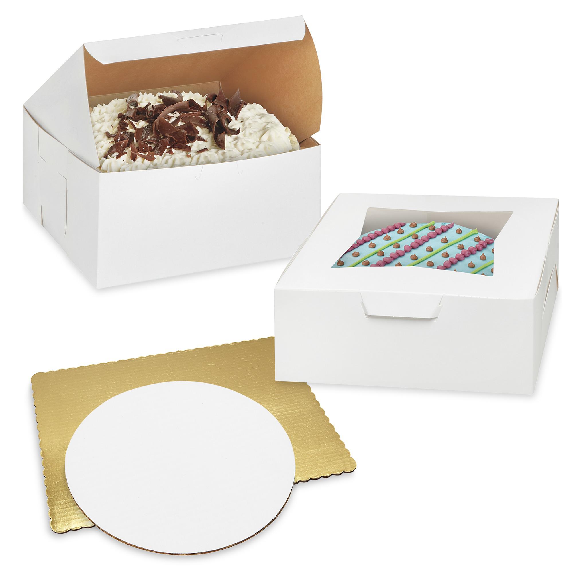 for 6" cakes Bakery Cake Boxes 4-Set with Grease Proof Square Cake Boards 