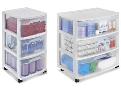 Plastic Drawers, Sterilite® Drawers, 3-Drawer Storage Carts in
