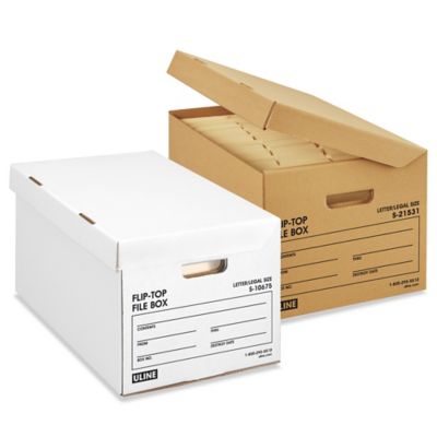 Cajas para Archivos con Tapa Abatible - 15 x 12 x 10, Kraft S-21531 - Uline