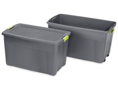 Sterilite Large 45 Gal Wheeled Latching Storage Tote Boxes, Gray