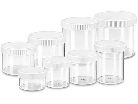 Frascos Plástico Transparentes con tapa con rosca, de Plástico Transparentes en Existencia - ULINE