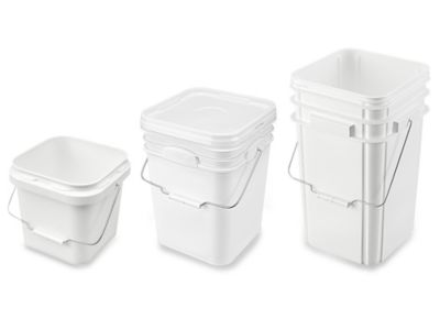 4 Gallon Square Food Grade Bucket Pail with Plastic Handles and lids- Pack  of 3