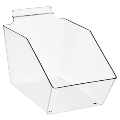 Large Clear Plastic Molded Bucket, Storage Container Bin for Pegboard,  Slatwall, or Counter with 2 Metal U-Hooks, Size: 8W x 9D x 9H, 4-Pack -  Azar Displays